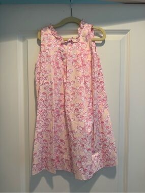 Classic Prep Pink Elephant Ruffle Neck Dress